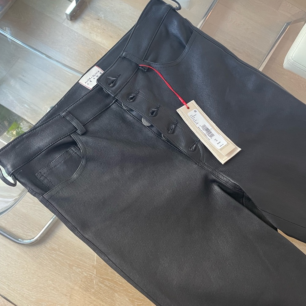 Alice and Olivia Black Lamb skin jeans